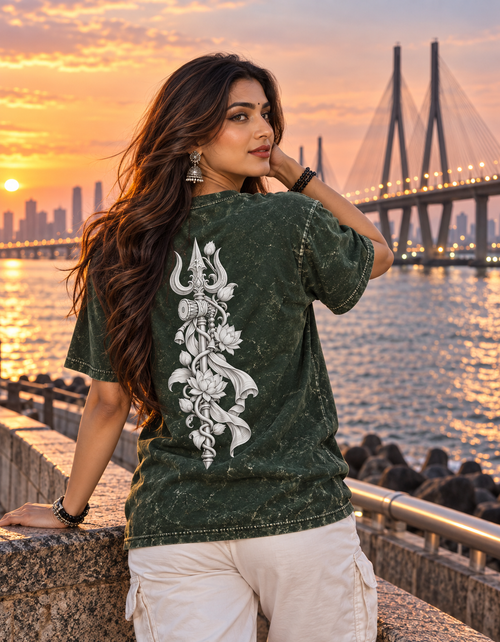 Shiva-Shakti Unisex Acid Washed Oversized Tee